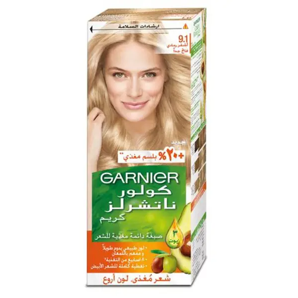 Garnier صبغة شعر كولور ناتشرالز كريم الدائمة - 9.1 أشقر رمادي فاتح جدًا